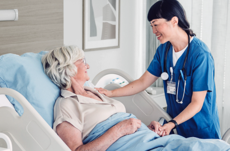 a nurse with an older patient